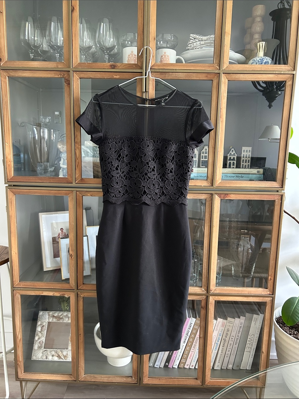 Sandra Angelozzi / Femme de Carriere Black Lace-Detail Sheath Dress